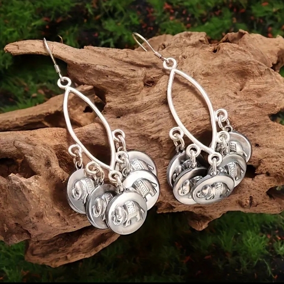 Boho Elephant Tassel Dangle Earrings - Picture 5 of 17
